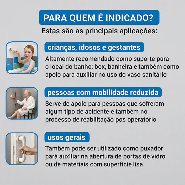 Barra De Apoio Para Banheiro Portátil SafeGrip – Fim das Quedas no Banheiro