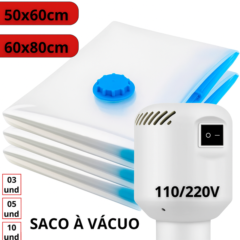 Kit Compactador com Bomba Elétrica SmartVac – Mais Espaço em Segundos