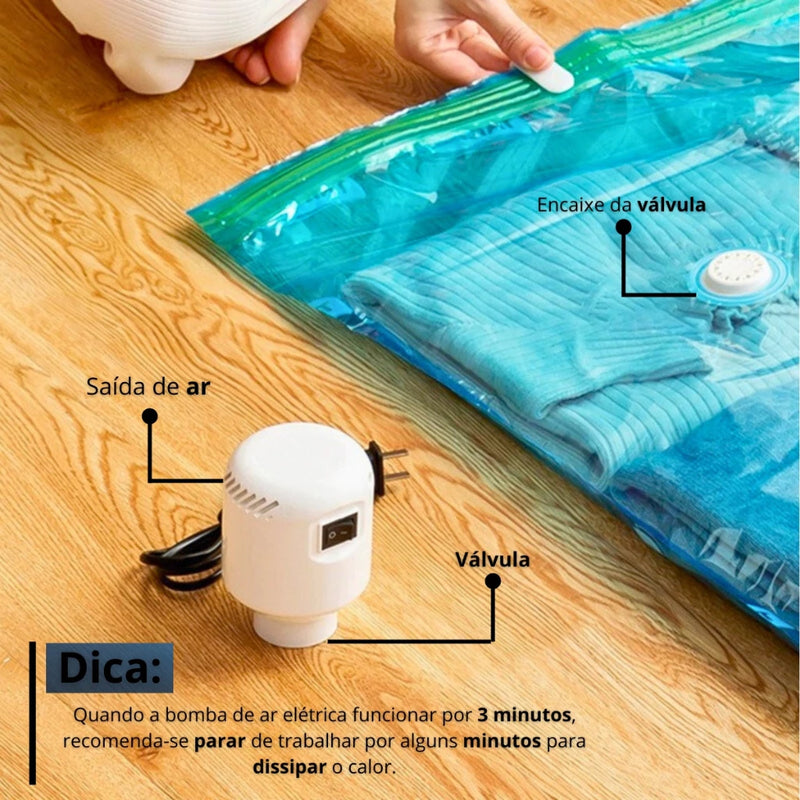 Kit Compactador com Bomba Elétrica SmartVac – Mais Espaço em Segundos